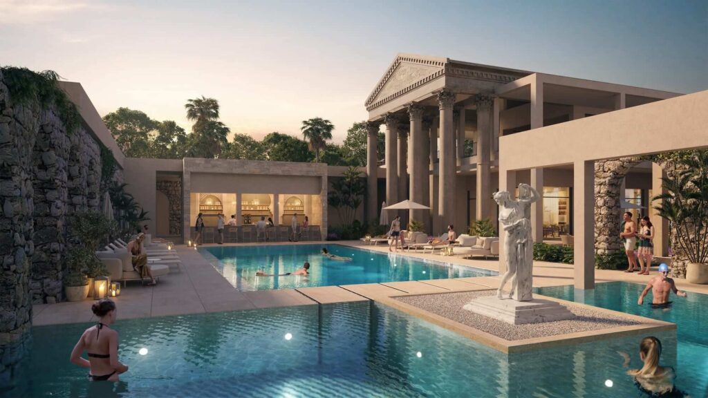 Poseidonia rendering of exterior pool area